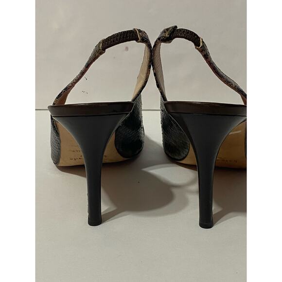 VINTAGE KATE SPADE Round Toe Snakeskin Print Slingback Heel 10 Made in Italy HTF - Picture 5 of 8
